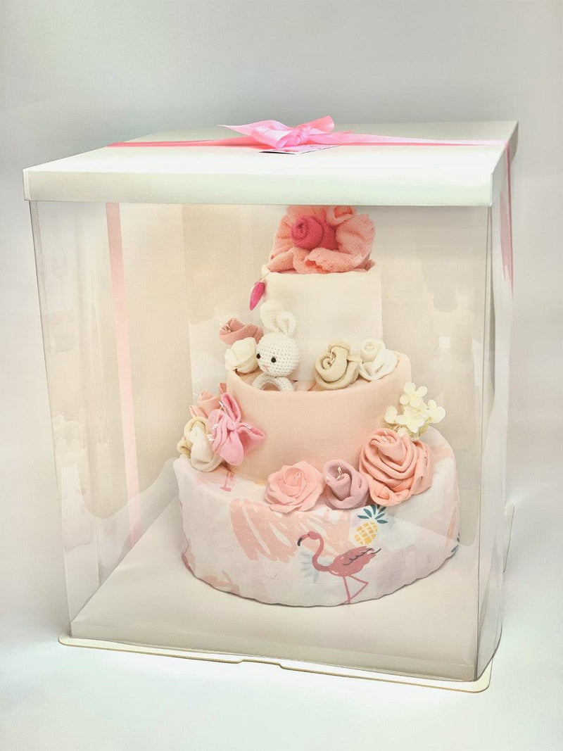 3 Tier Pink Flamingo Baby Girl Nappy Cake - Divine Baby