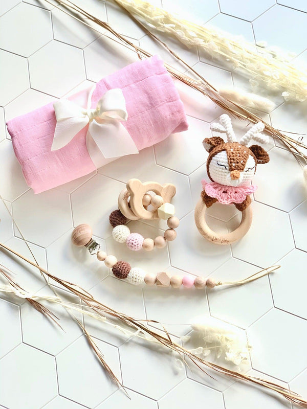 Deer Baby Girl Gift Box With Muslin Swaddle - Divine Baby