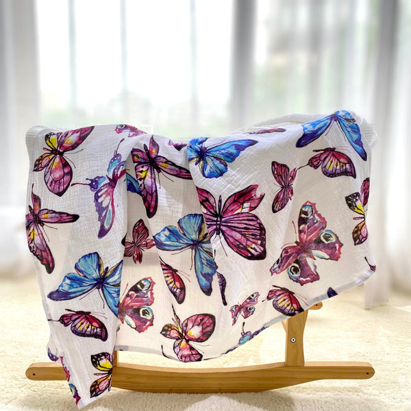 Butterfly Muslin Swaddle Blanket - Divine Baby