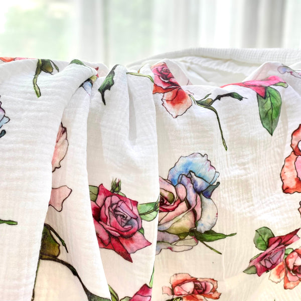 Roses Muslin Swaddle Blanket - Divine Baby