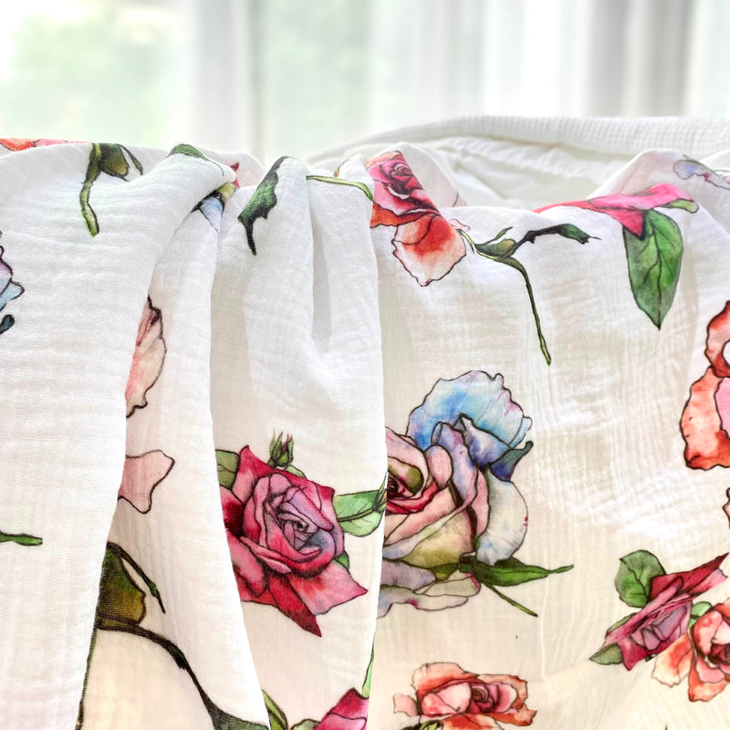 Roses Muslin Swaddle Blanket - Divine Baby